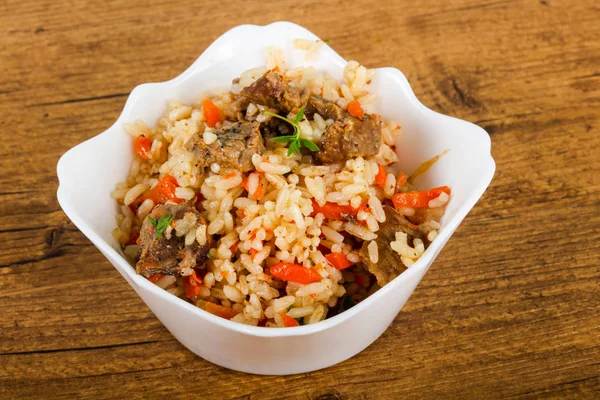 Arroz Asiático Plov Con Carne Zanahoria —  Fotos de Stock