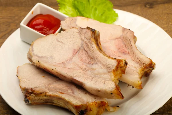 Porc Rôti Avec Sauce Épices — Photo