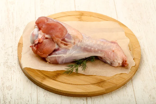 Raw Turkey Leg Wooden Background Ready Cooking — Stock Photo, Image