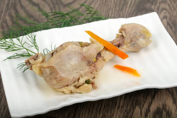 Boiled Chicken Leg Served Dill — Stock Photo, Image