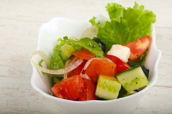 Salada Grega Com Azeitonas Queijo Feta — Fotografia de Stock