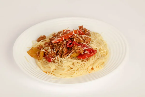 Pasta Bolognese Mit Käse Parmesan — Stockfoto