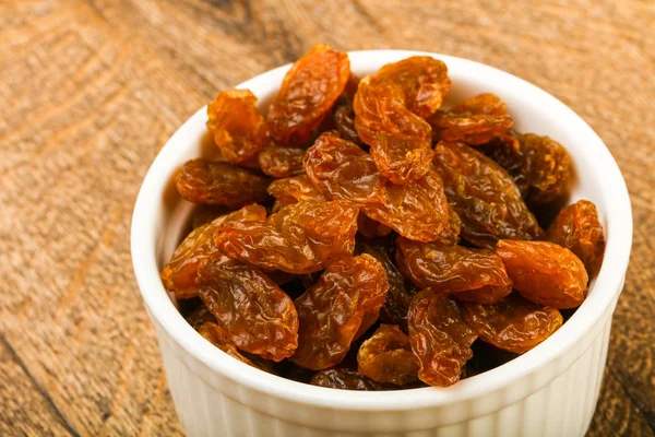 Dry Raisin Bowl Wooden Background — Stock Photo, Image