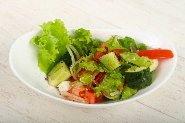 Salada Grega Com Azeitonas Queijo Feta — Fotografia de Stock