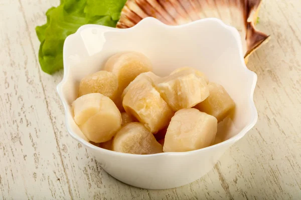 Raw Scallops Heap Bowl Ready Cooking — Stock Photo, Image