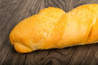 Baget ekmek ahşap arka plan üzerine