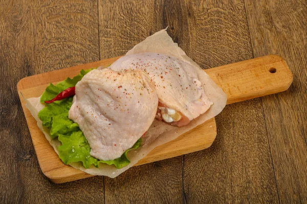 Raw Chicken Thigh Spices Ready Cooking — Stock Photo, Image