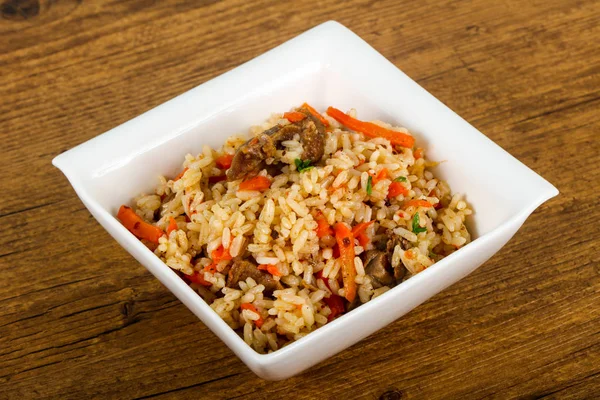 Riz Asiatique Plov Viande Carotte — Photo