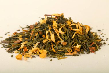 Aroma çay yığın meyve, meyveler ve otlar ile