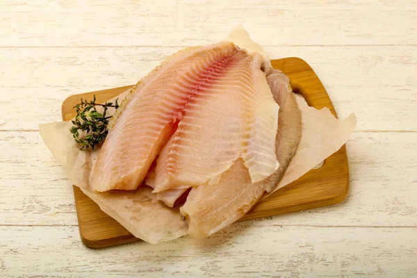Tilapia Fillet Ready Cooking Wooden Background — Stock Photo, Image