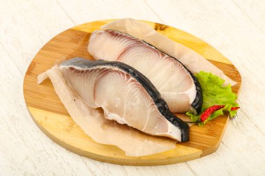 Ham sulu köpek balığı biftek ızgara için hazır