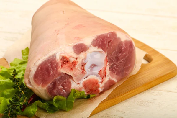 Genunchi Porc Gras Brut Gata Pentru Gătit — Fotografie, imagine de stoc
