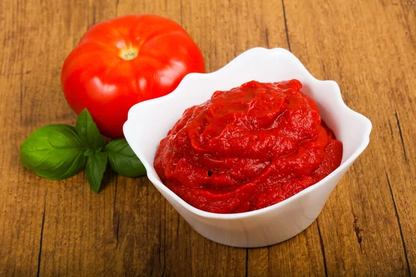 Pasta Pomidorowa Liści Bazylii — Zdjęcie stockowe