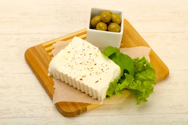 Formaggio Feta Con Olive — Foto Stock