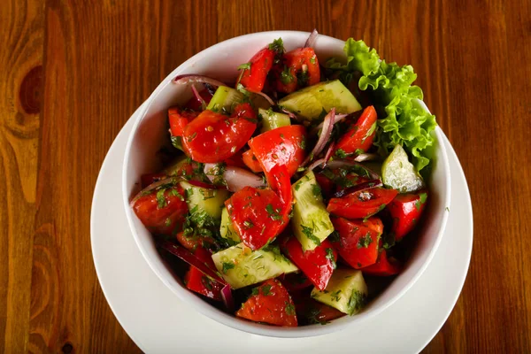 Salada Verduras Tomate Pepino Pimentão — Fotografia de Stock