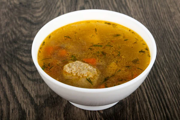 Sup Dengan Bakso Kentang Dan Wortel — Stok Foto