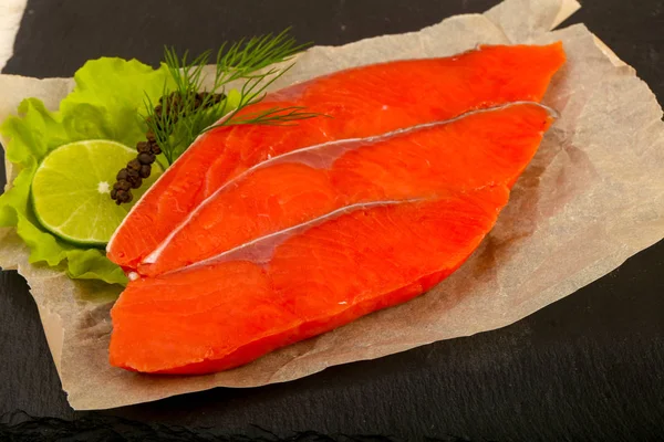 Gezouten Zalm Met Limoen Dille — Stockfoto