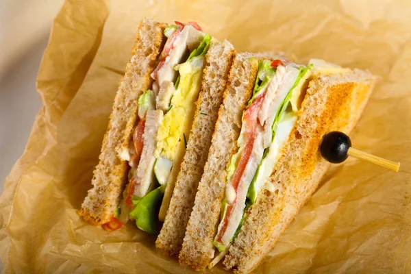 Бутерброд Ясом Сиром Овочами — стокове фото