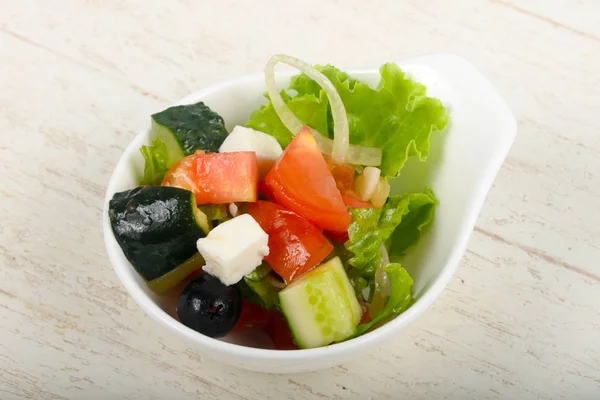 Salada Grega Com Azeitonas Queijo Feta — Fotografia de Stock