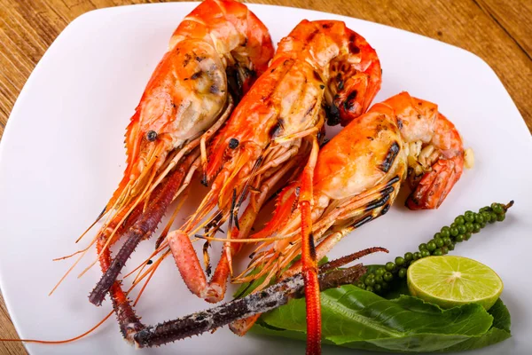 Langostino Parrilla Con Hierbas Especias Salsa — Foto de Stock