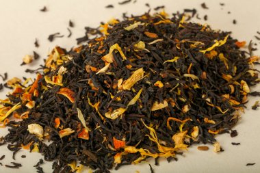 Aroma çay yığın meyve, meyveler ve otlar ile