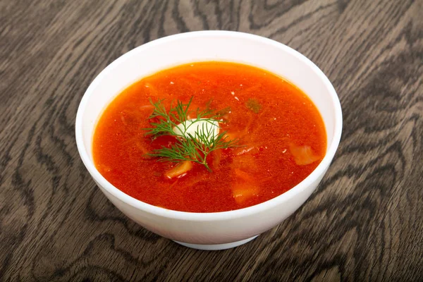 Russian Borcsh Soup White Plate — Stock Photo, Image