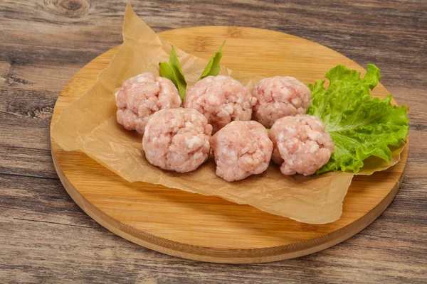 Homemade raw pork minced meatball for cooking — Stock Photo, Image