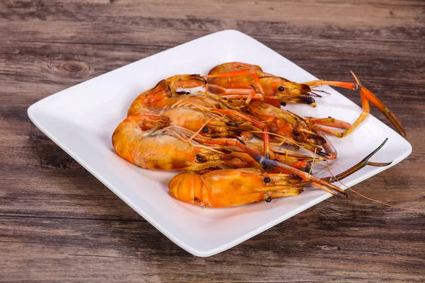 Grilled water prawn in the plate — Stock Photo, Image