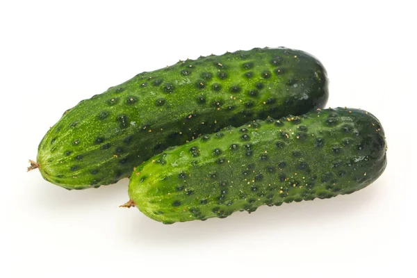 Rijpe verse groene twee komkommers — Stockfoto