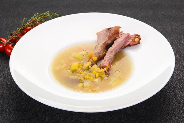 Peas soup with ribs — Stock Image Peas soup with ribs Stock Photo