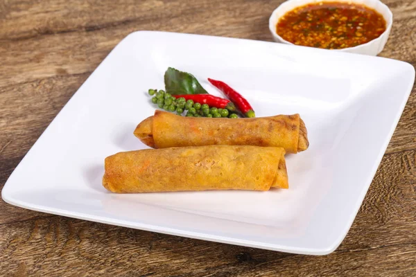 Deep fried spring roll with prawn Royalty Free Stock Photos