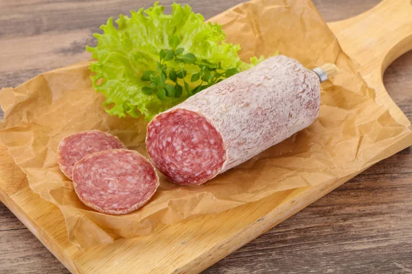 Italian dry Saliami pork sausage — Stock Photo, Image