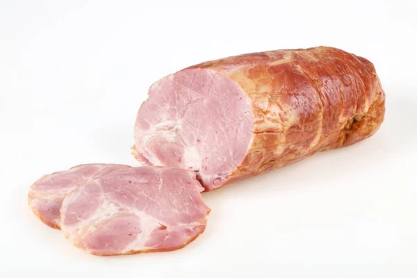 Smakelijke Ham over witte achtergrond — Stockfoto