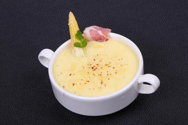 Cheese soup with bacon — Stock Photo, Image