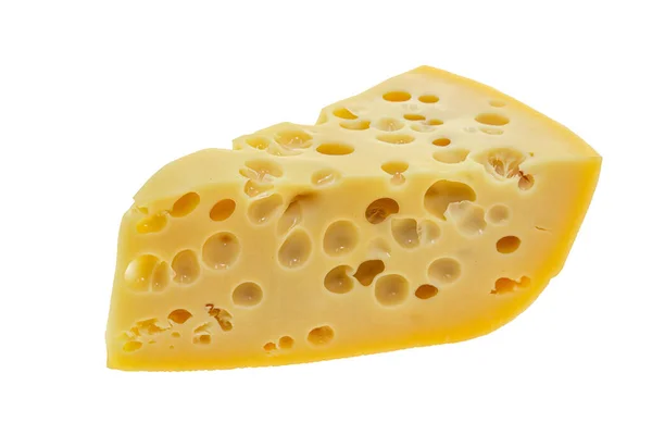 Maasdam Sýr Mléčně Žlutý Trojúhelník Otvory — Stock fotografie