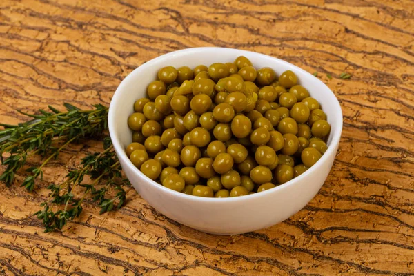 Marinated Pickled Green Peas Bowl — Stock Photo, Image