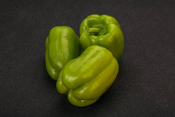 Three Green Bell Juicy Peppers Ready Cooking — Stock Photo, Image