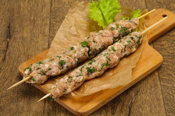 Raw Pork Skewer Kebab Ready Grill — Stock Photo, Image