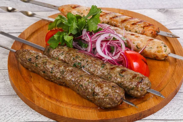 Hovězí Kuřecí Kebab Mletého Masa — Stock fotografie