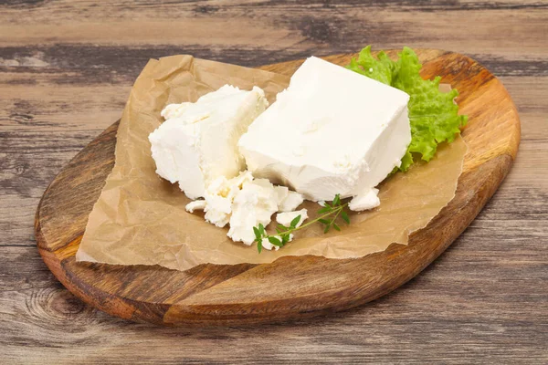 Feta Tradizionale Greca Formaggio Morbido Nel Piatto — Foto Stock