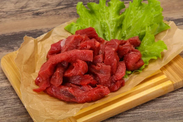 Carne Crua Bovino Fatiada Pronta Para Cozinhar — Fotografia de Stock