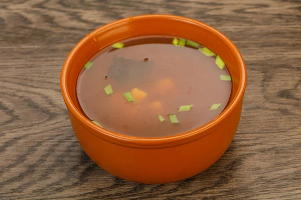 Sopa Miso Tradicional Japonesa Com Queijo Tofu — Fotografia de Stock