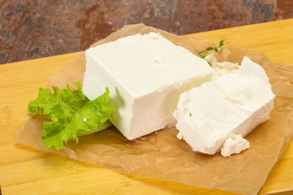 Feta Tradizionale Greca Formaggio Morbido Nel Piatto — Foto Stock