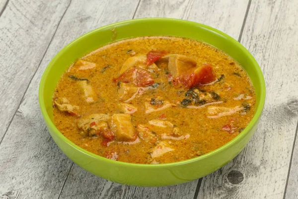 Traditionelle Thai Curry Hühnersuppe Mit Kokosmilch — Stockfoto