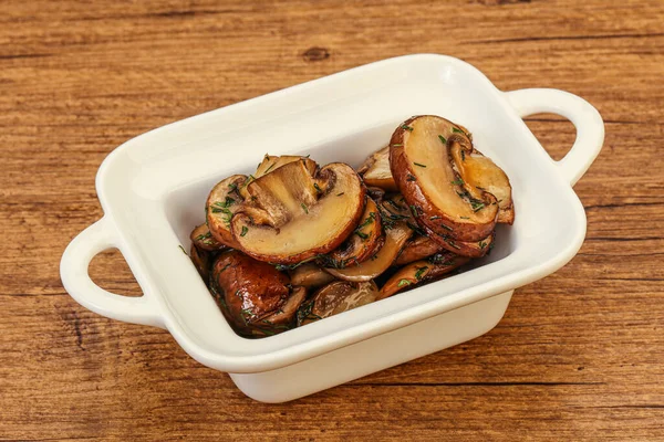 Roasted Champignon Herbs Spices Bowl — Stock Photo, Image