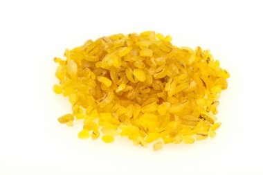 Çiğ kuru bulghur yığını pişirmeye hazır