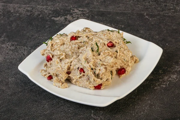 Vagan Dietética Cusine Berinjela Mutabal Com Sementes Granito — Fotografia de Stock