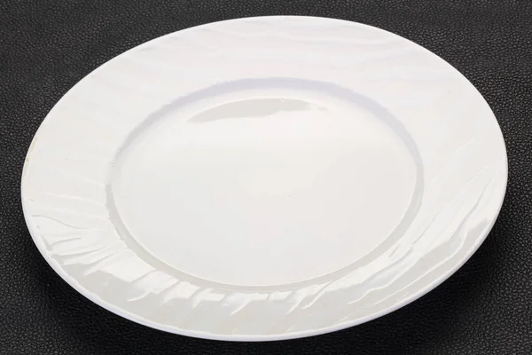 Empty White Plate Black Background Stock Photo