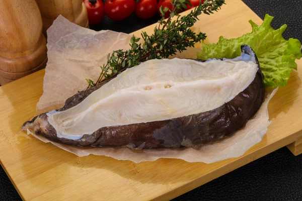 Bife Wolffish Cru Pronto Para Cozinhar — Fotografia de Stock