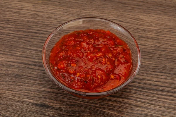 Tomato Hot Spicy Sauce Bowl — Stock Photo, Image